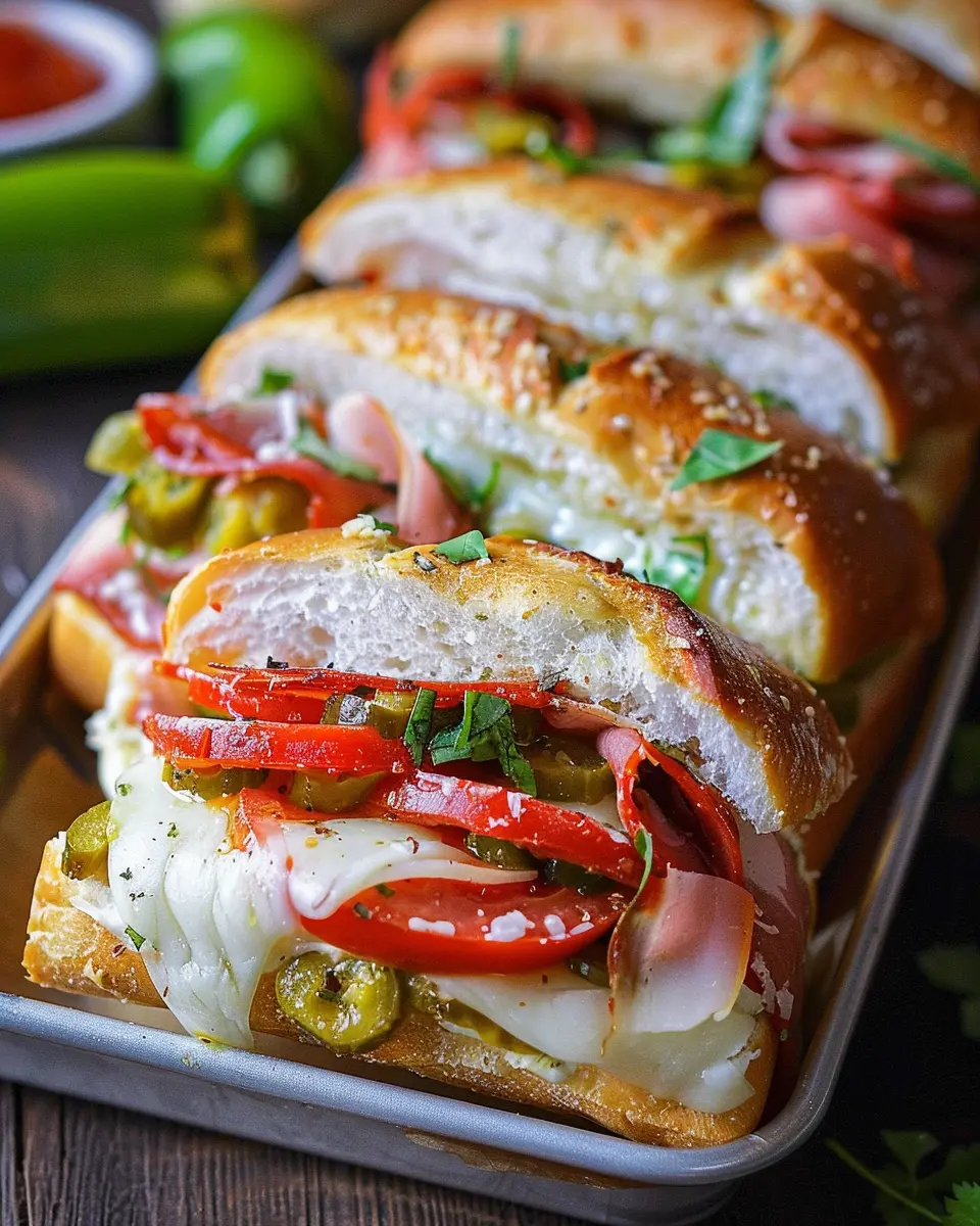 Hot Italian Sub Sliders with Turkey Bacon and Chicken Ham Delight