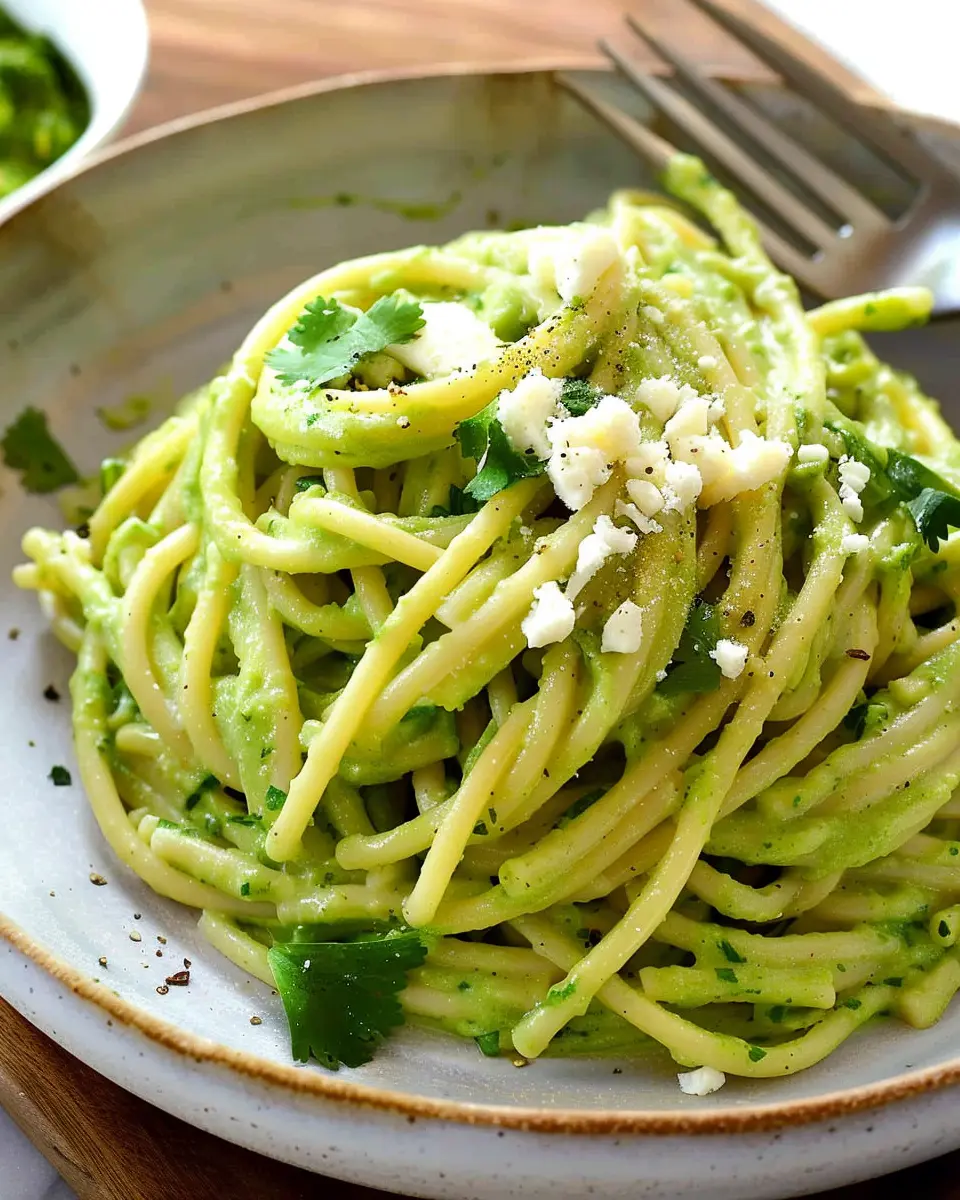 Creamy Mexican Green Spaghetti with Turkey Bacon and Chicken Ham