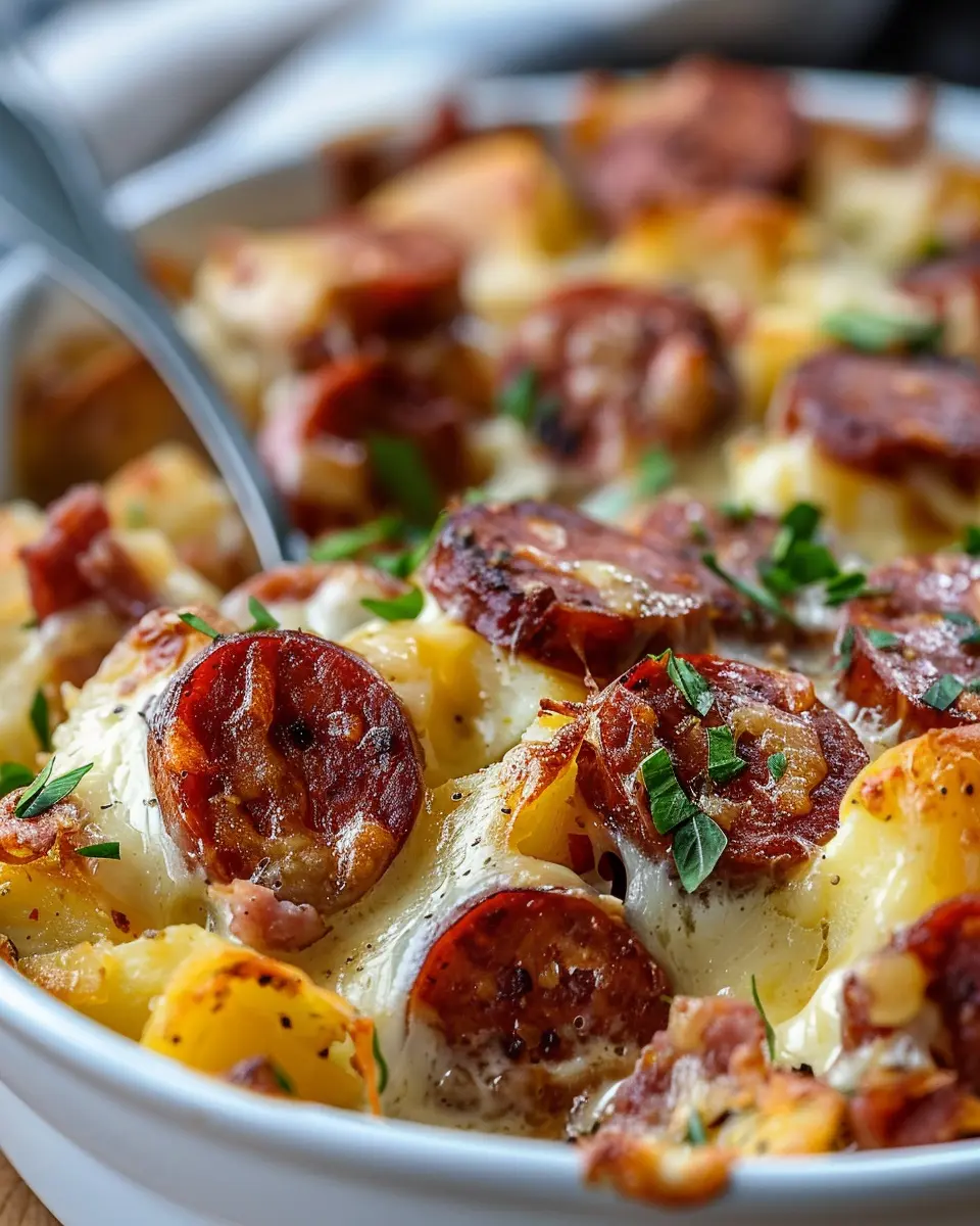 Kielbasa Sausage Cheesy Potato Casserole: Easy Comfort Food Delight