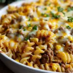 Loaded Cheddar Ranch Beef and Sweet Corn Rotini Bake