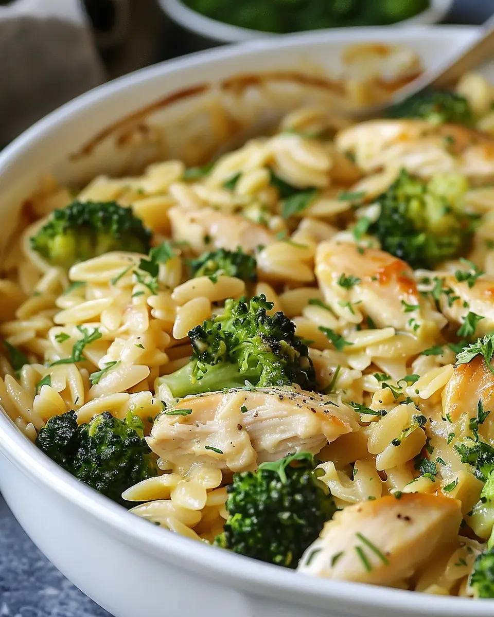 Cheesy Chicken Broccoli Orzo: A Quick, Comforting Delight