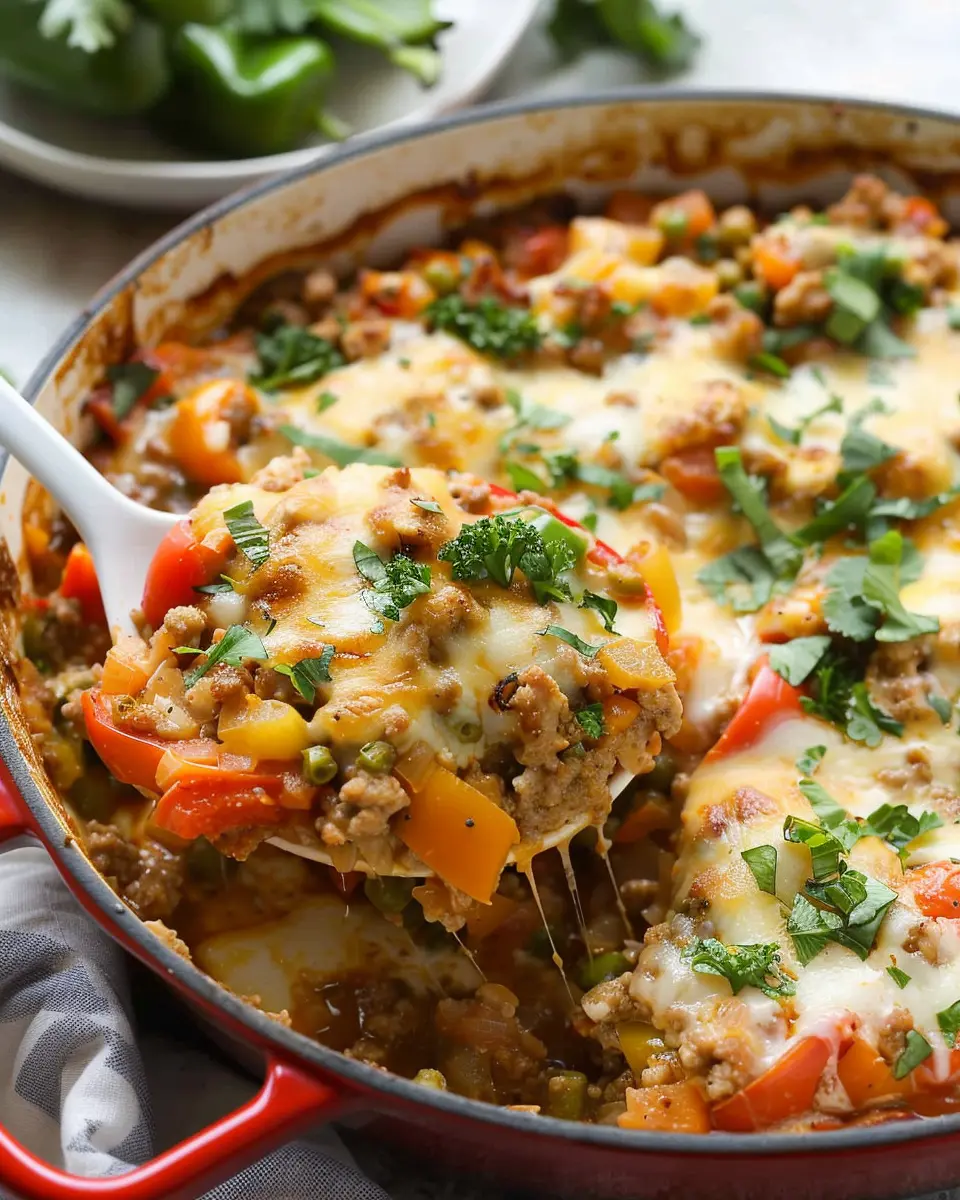 Stuffed Pepper Casserole: Easy Family Meal with Turkey Bacon