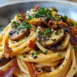 Pumpkin & Mushroom Spaghetti with Crispy Bacon
