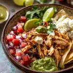 Crockpot Salsa Verde Chicken Tortilla Bowl