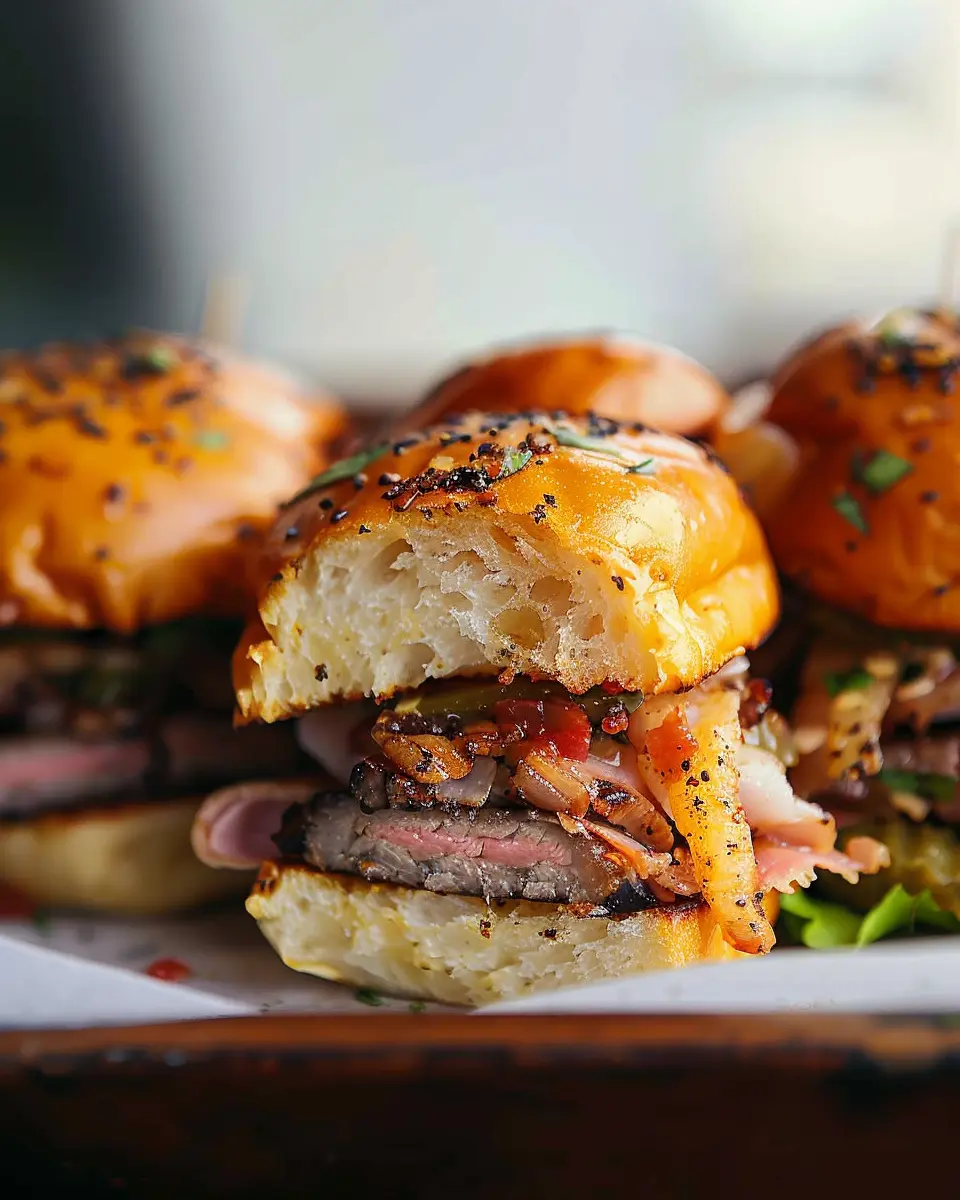 Cuban Sliders: Juicy Turkey Bacon and Chicken Ham Delights