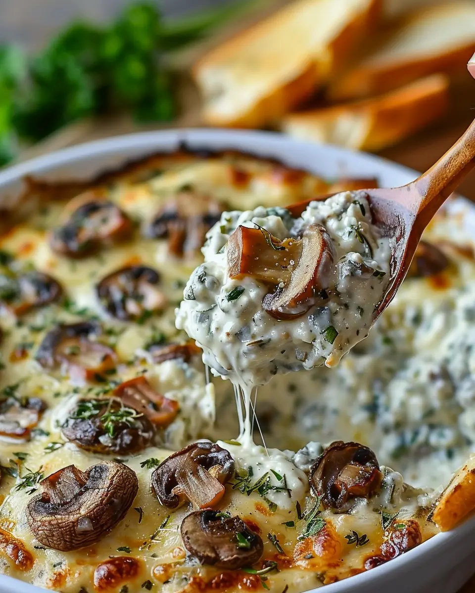Stuffed Mushroom Dip: Indulgent Recipe with Turkey Bacon and Chicken Ham