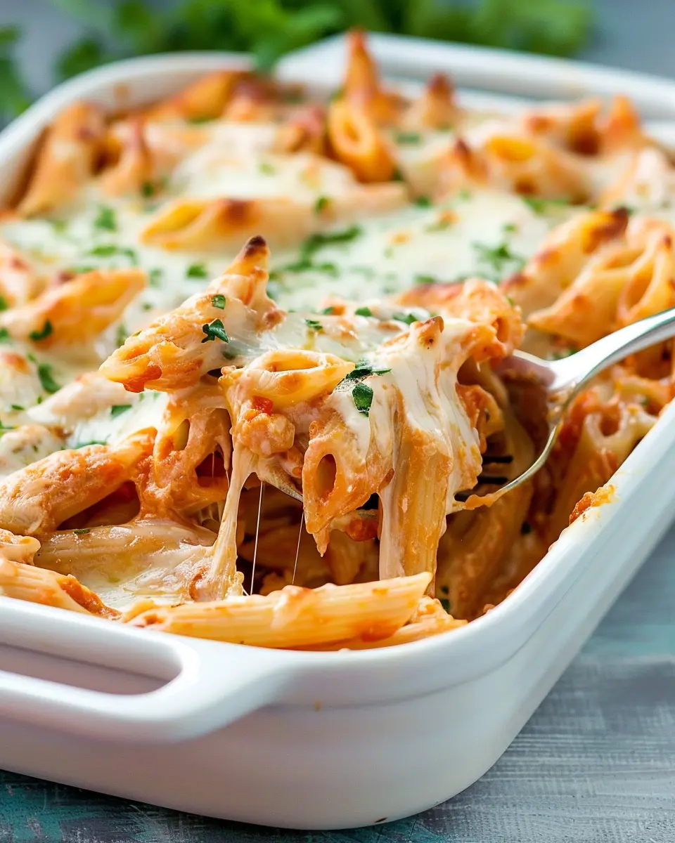 Easy Baked Penne Pasta with Turkey Bacon and Chicken Ham Delight