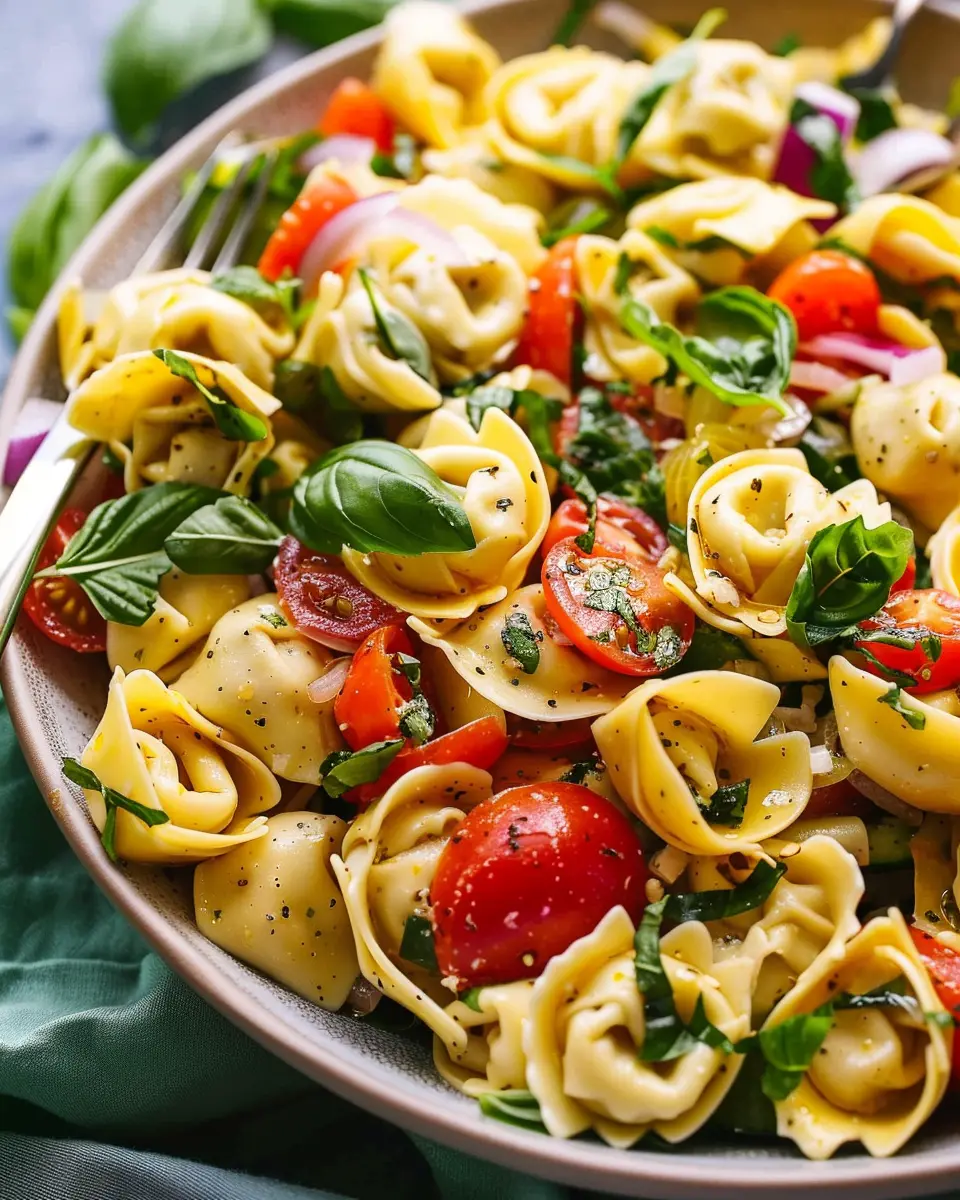 Easy Tortellini Salad with Turkey Bacon and Chicken Ham Delight