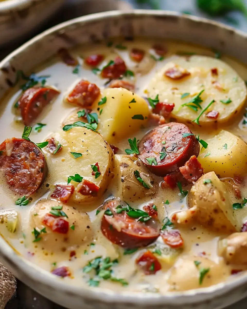 Creamy Cajun Potato Soup: Indulgent Recipe with Andouille Sausage