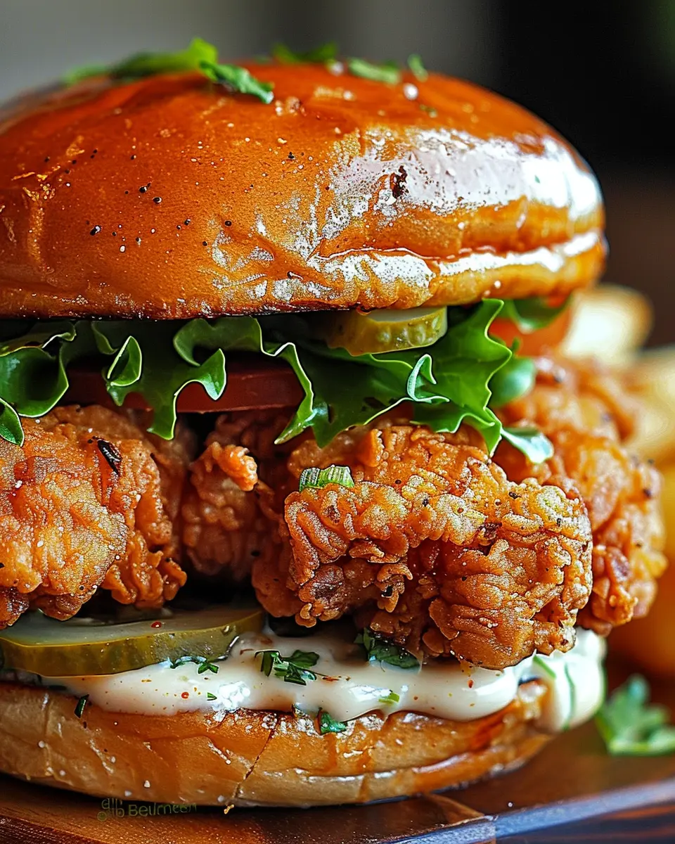 Crispy buttermilk fried chicken sandwich with turkey bacon delight