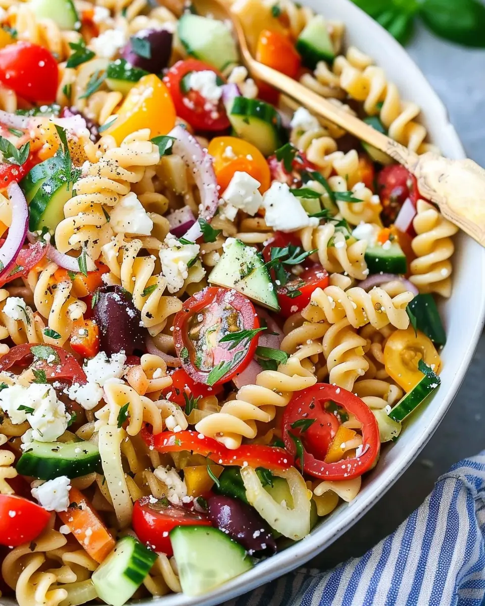 Greek Pasta Salad: Easy and Fresh Twist with Turkey Bacon and Chicken Ham