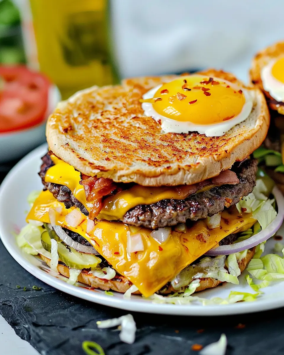 Keto Big Mac Smash Burgers with Turkey Bacon and Chicken Ham Delight